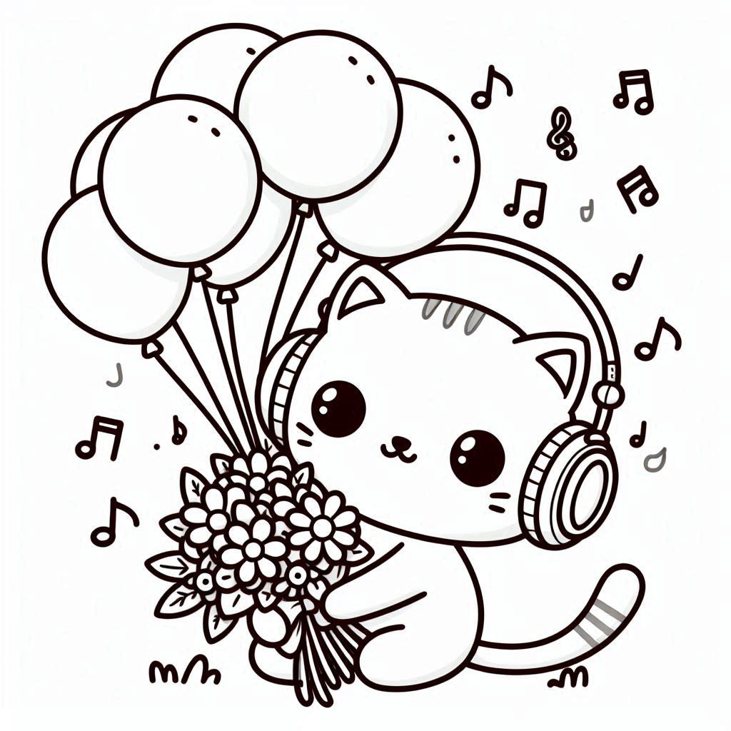 cute cat coloring page