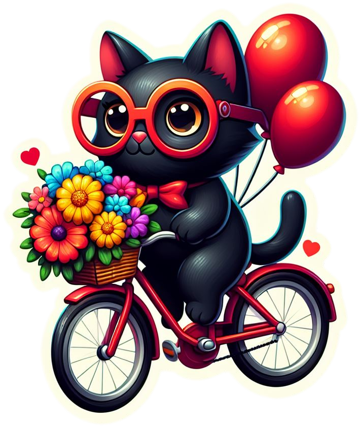 Black cat on bike