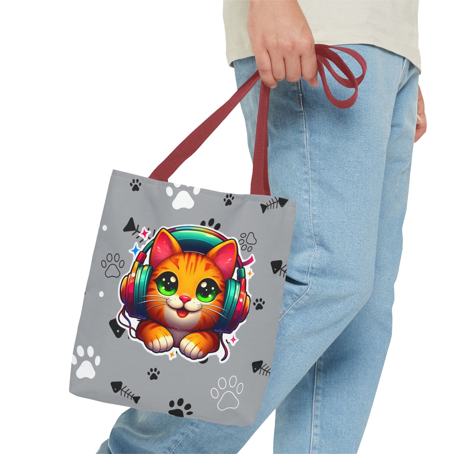 Cat Headphones Tote Bag
