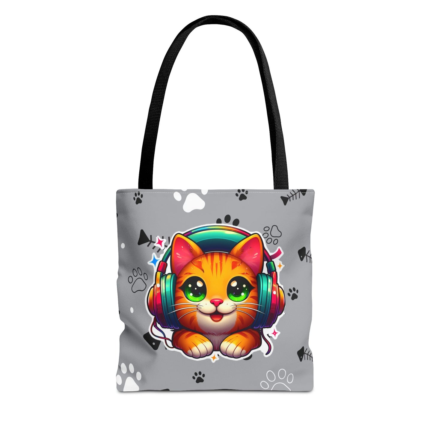 Cat Headphones Tote Bag