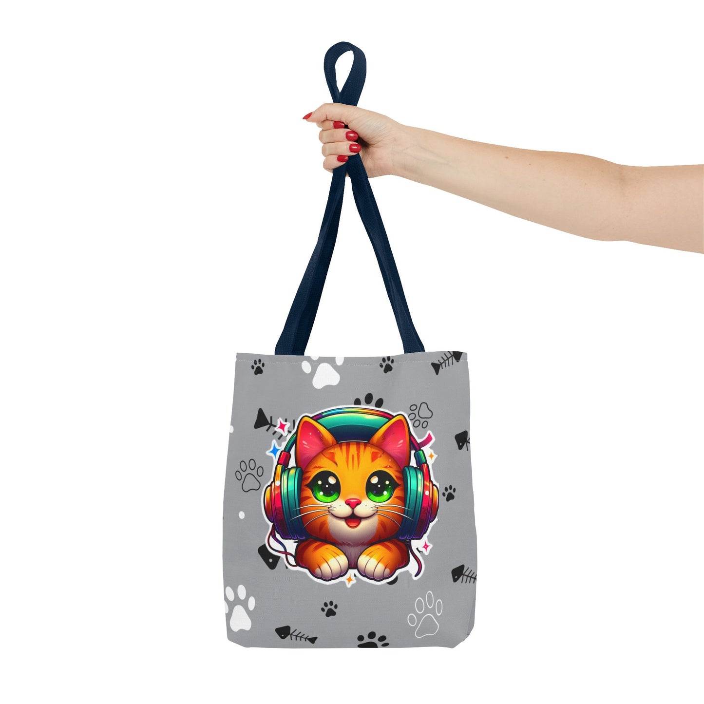 Cat Headphones Tote Bag