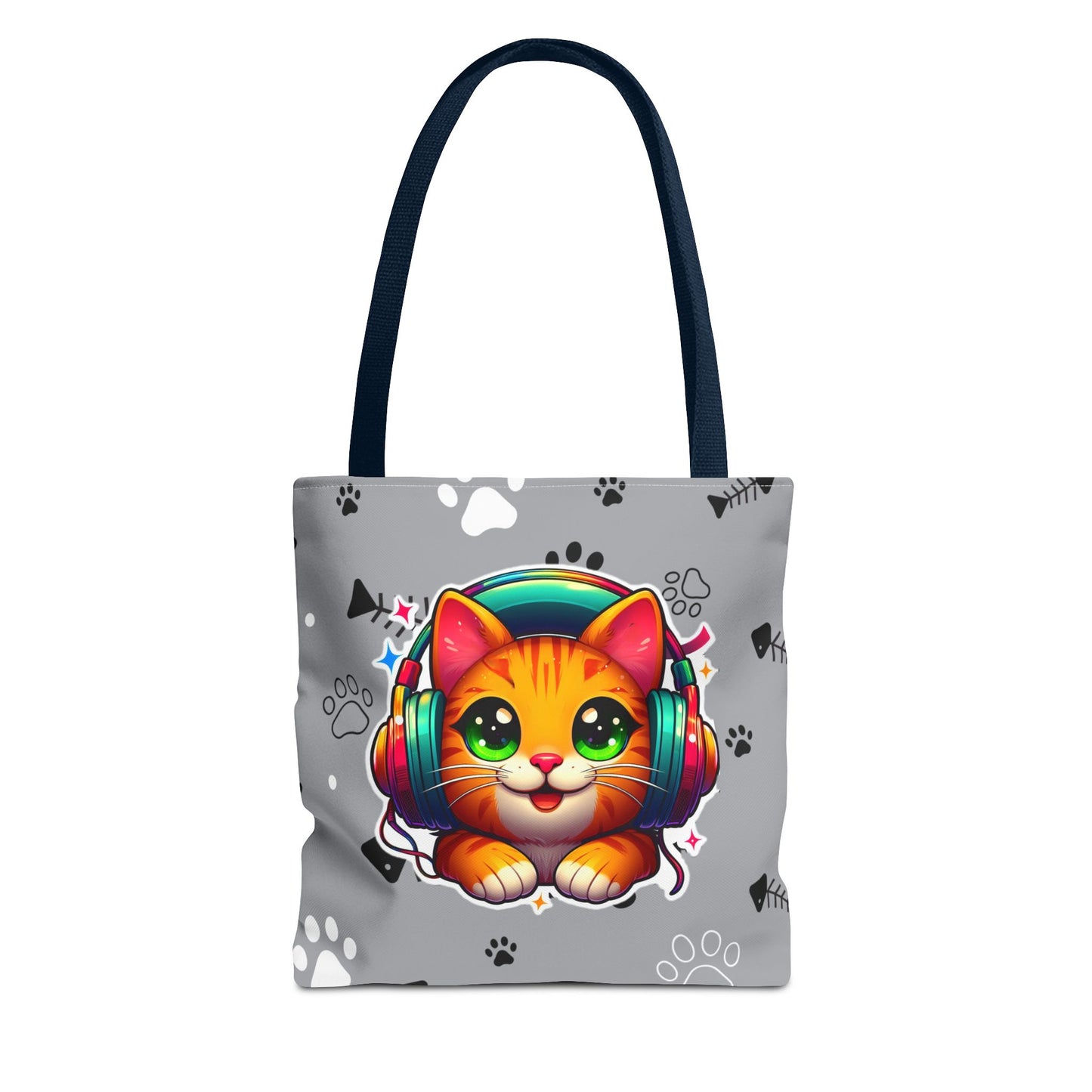 Cat Headphones Tote Bag