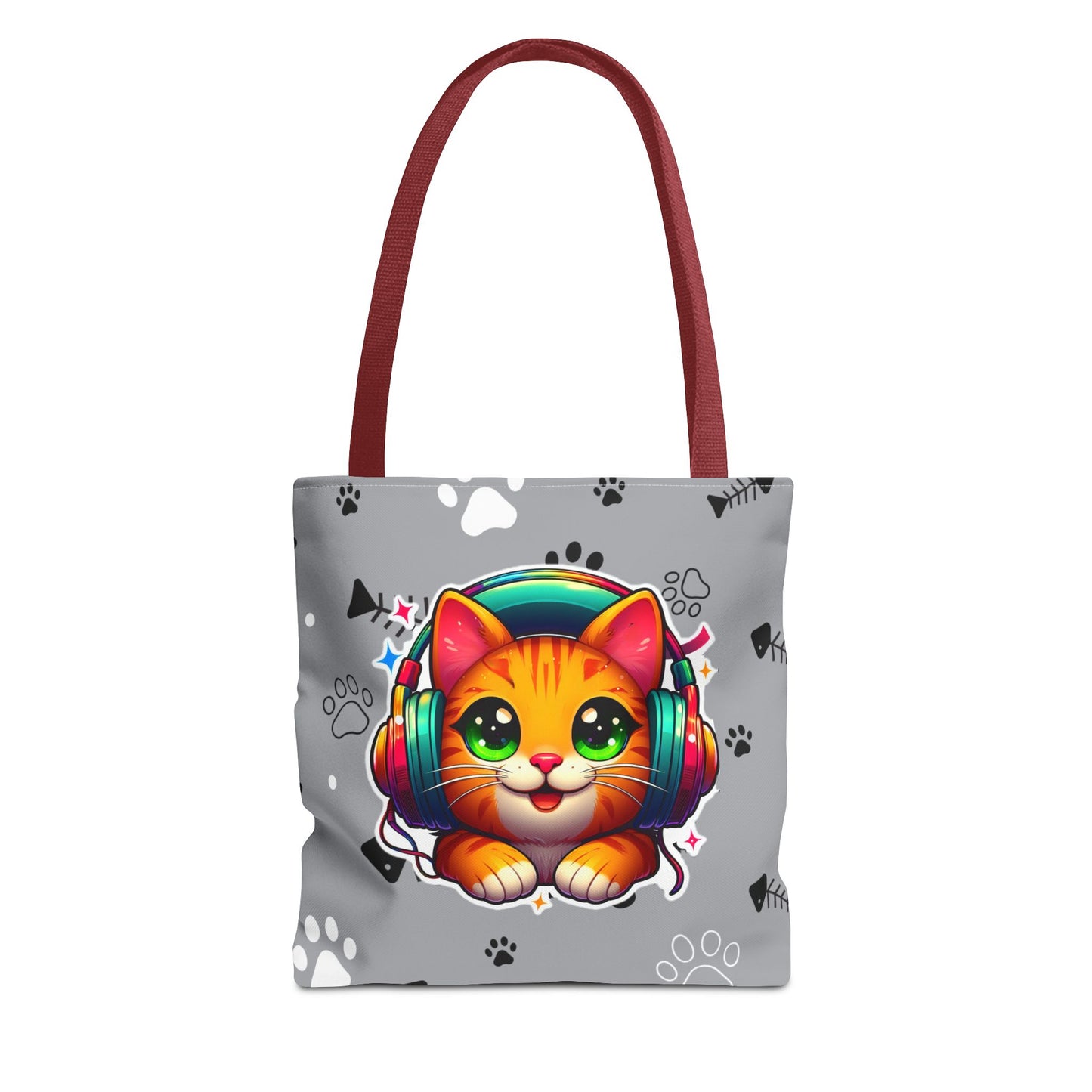 Cat Headphones Tote Bag