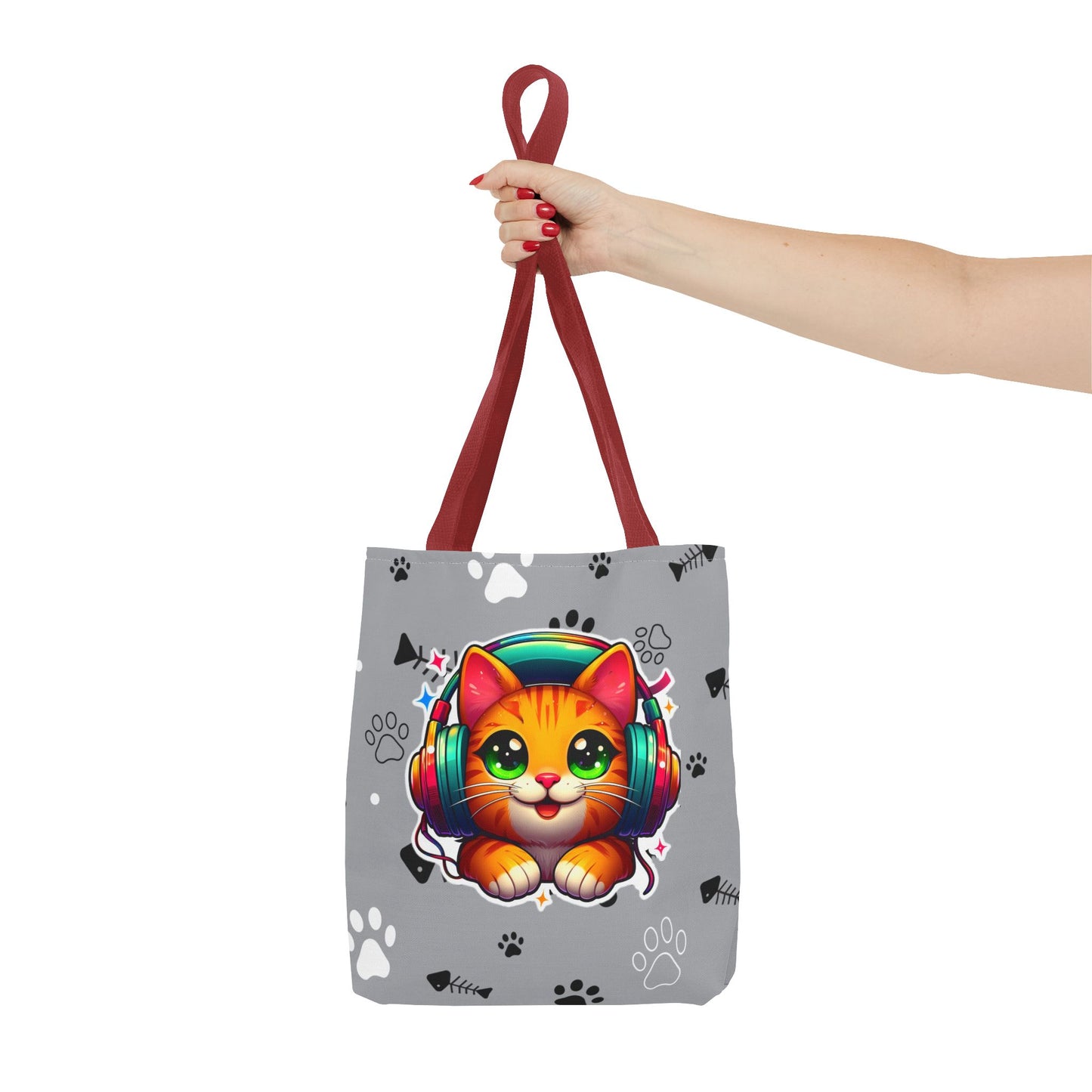 Cat Headphones Tote Bag