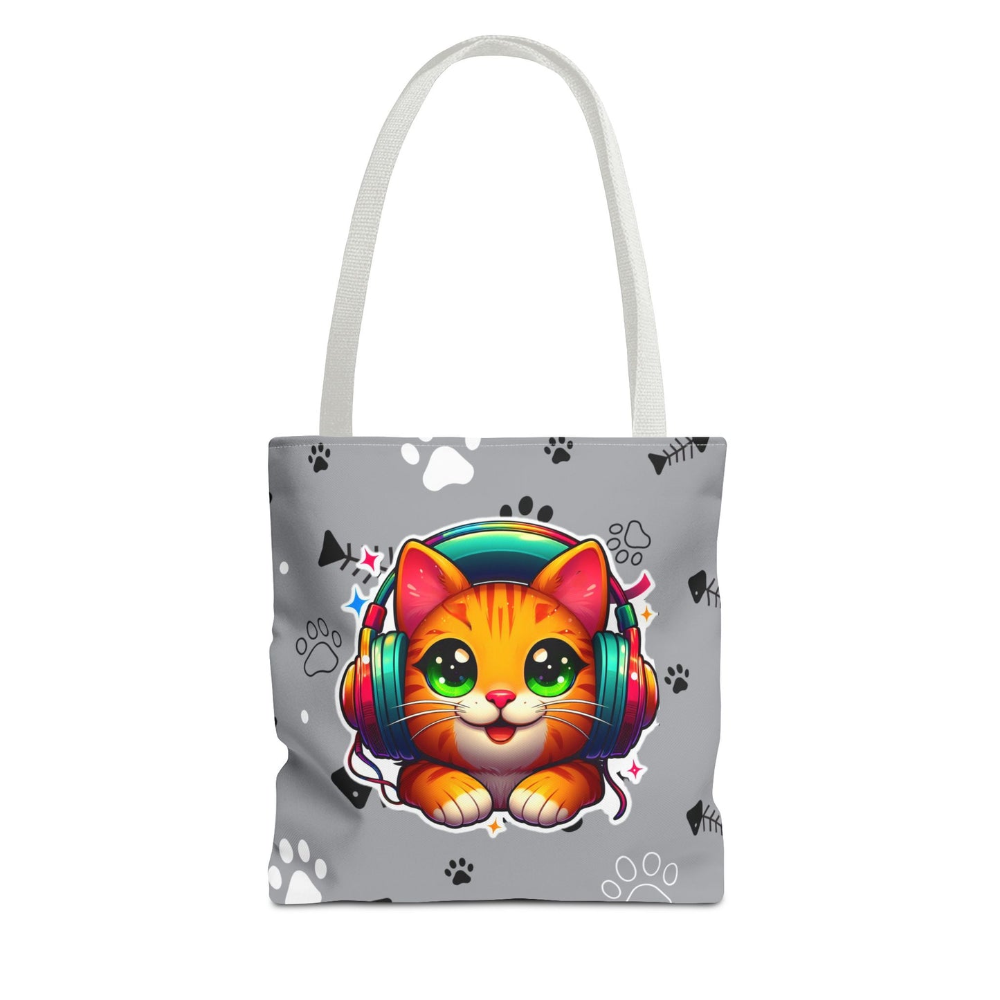 Cat Headphones Tote Bag
