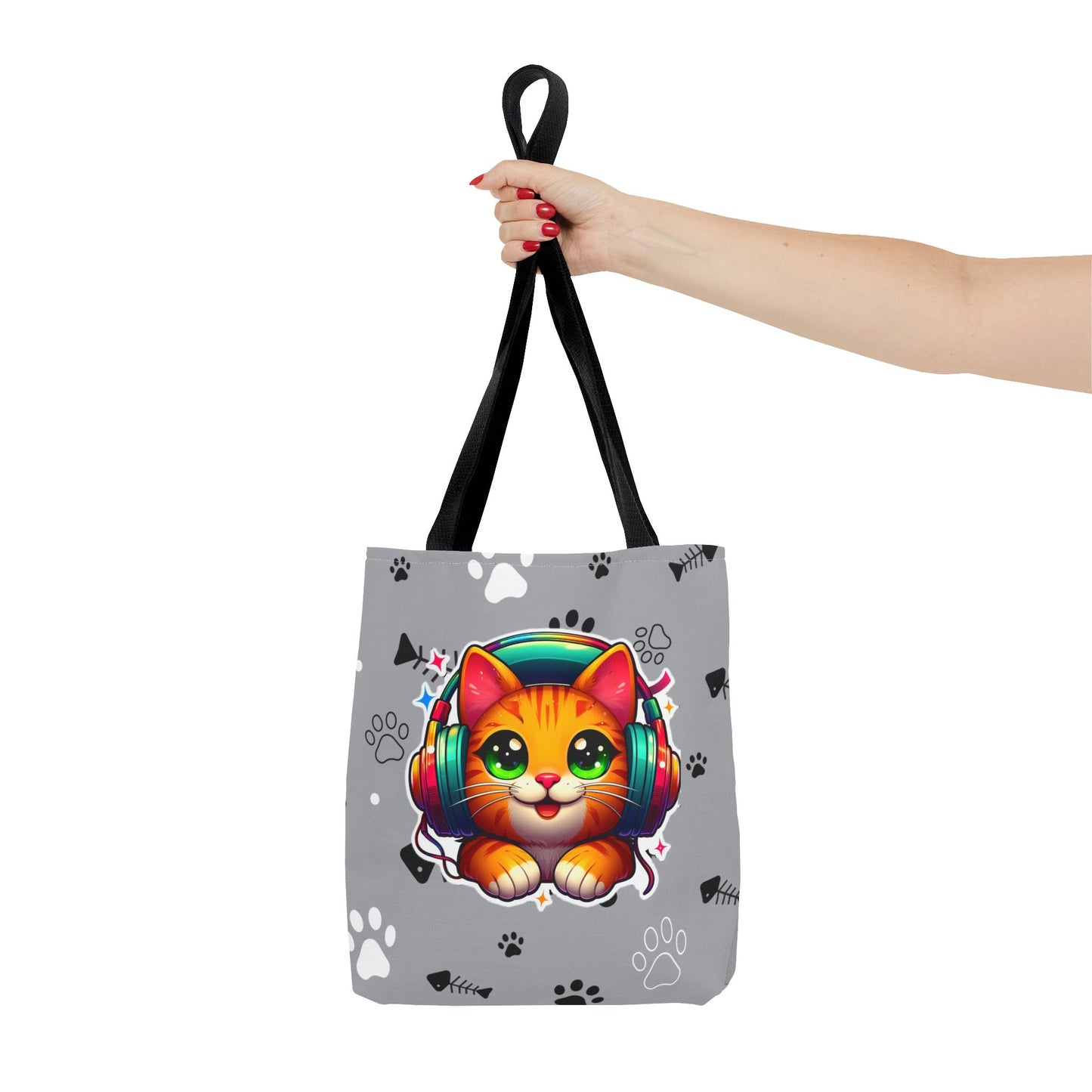 Cat Headphones Tote Bag