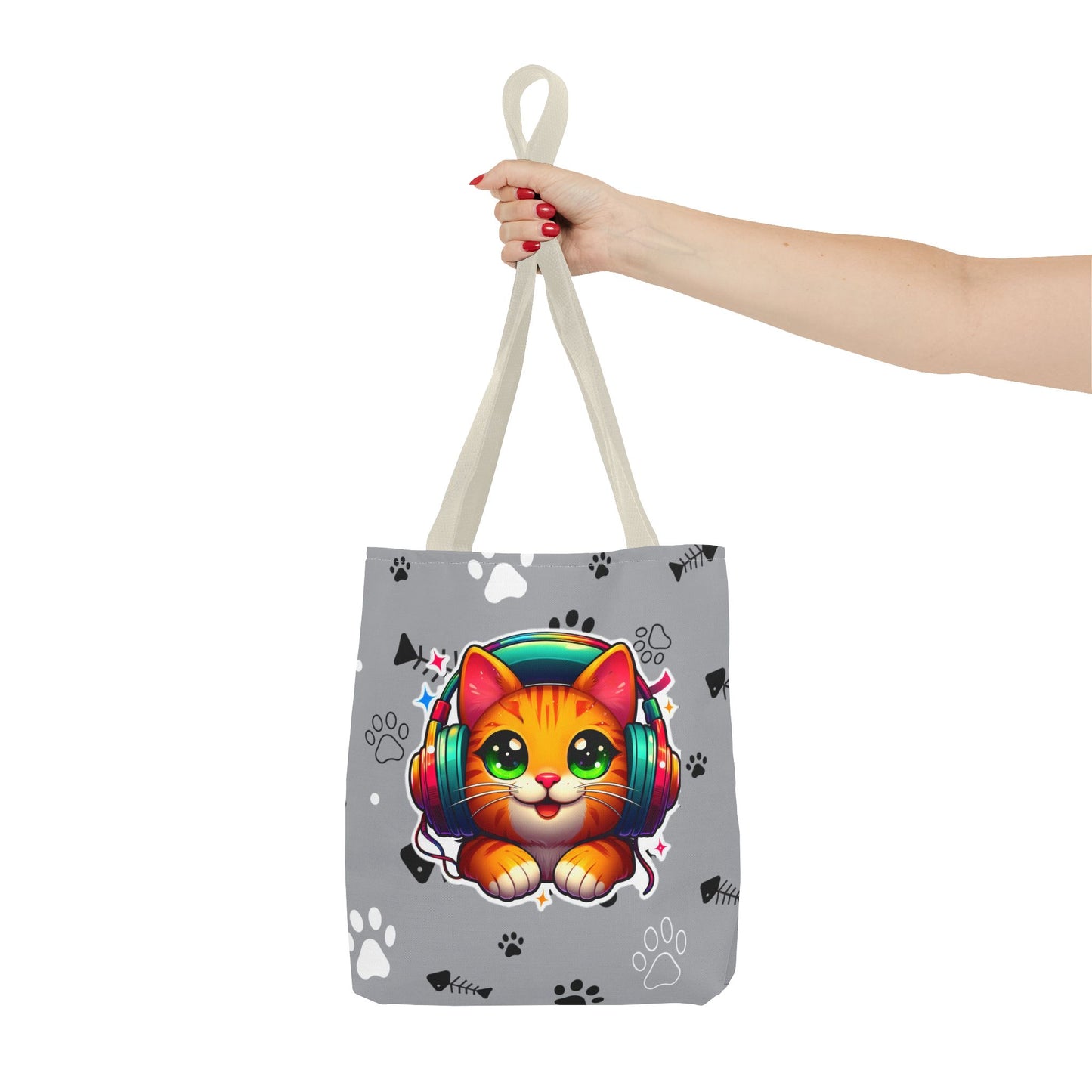 Cat Headphones Tote Bag