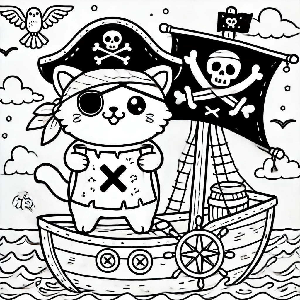 Kitty Pirate Coloring Page