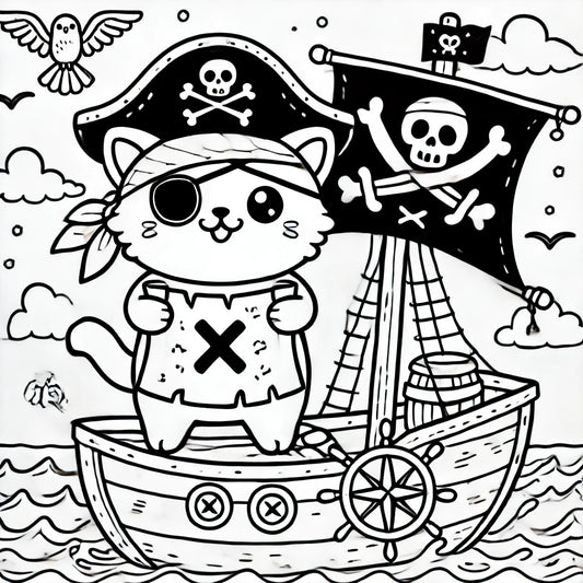 Kitty Pirate Coloring Page