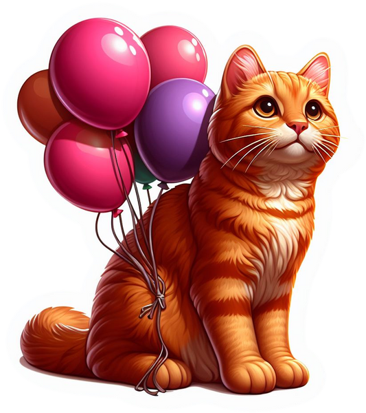 Tabby cat with Balloons