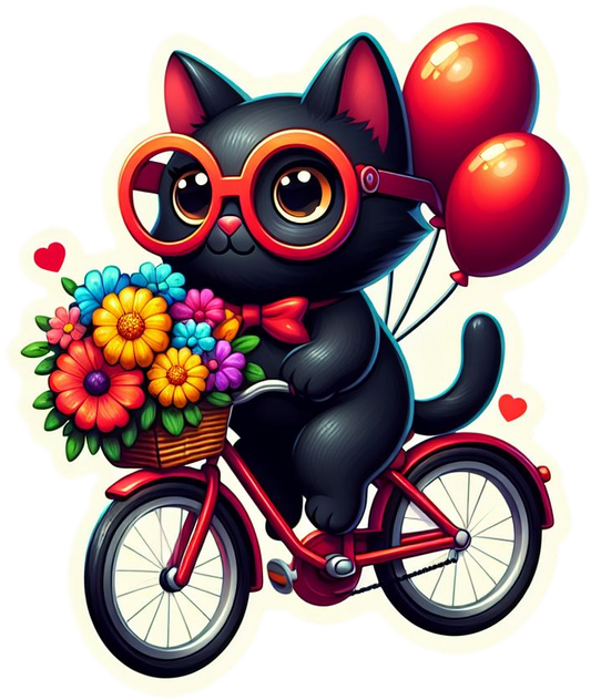 Black cat on bike